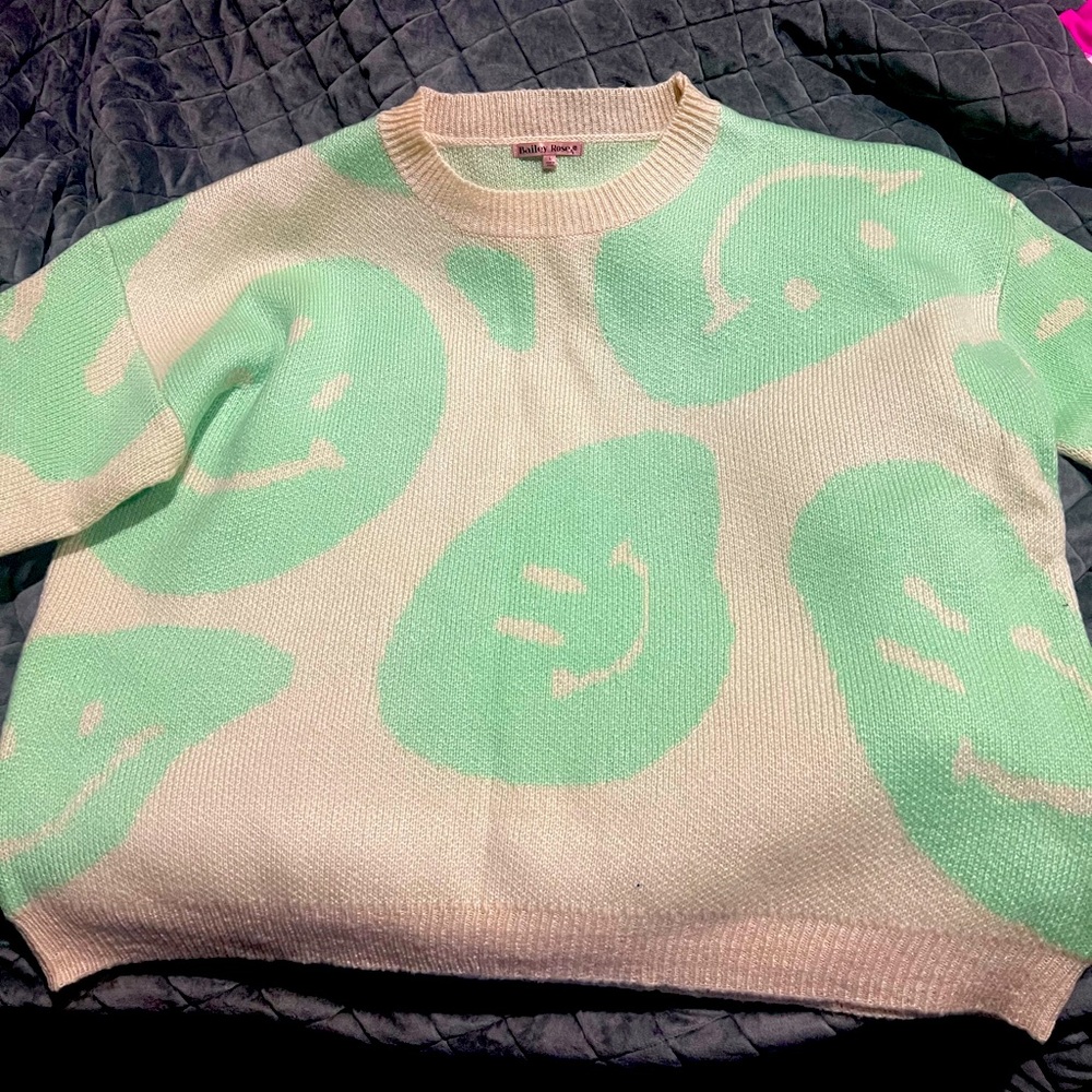 Bailey Rose Oversized Wave Smiley Sweater